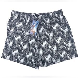 Men's XL Biwisy Swim Shorts White Black Mesh Lined Drawstring Waist NEW NWT